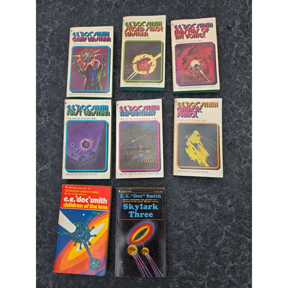 E.E. Doc Smith Vintage Sci-Fi Paperback Lot 8 Lensman Skylark Pyramid Books